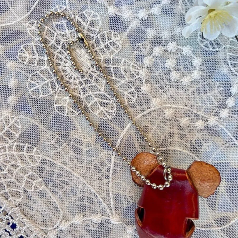 Handmade Red Koala Bear Leather Purse Charm Keychain